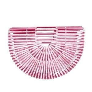 Pink Acrylic Fan Basket Bag